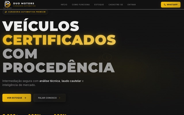 Site da Duo Motors feito pela Aptoz
