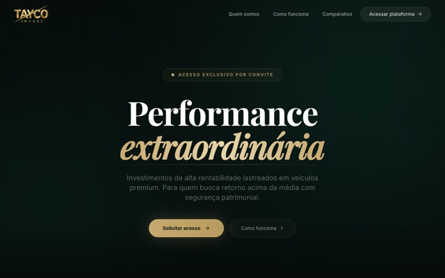 Site da Tayco Invest feito pela Aptoz
